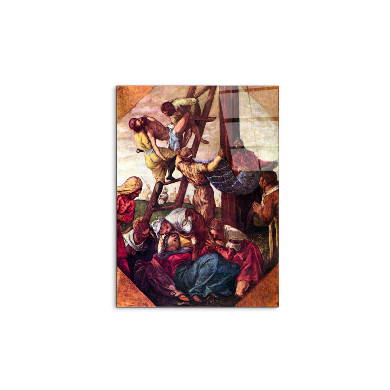 Descent from the Cross By Tintoretto 80cm H X 60cm W CrystalArt Material Acrylic Glass Effect, Frameless Panel Lightweight Ready to Hang
