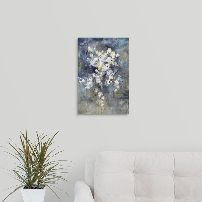 «Floral Nocturne I», peinture sur toile, Toile tendue, H 18 po x l 12 po x p 1,25 po