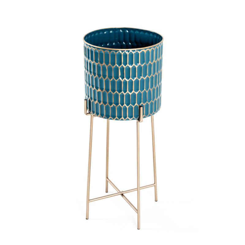 Colford Plant Stand, Turquoise/Gold, H70 x L29 x D29 cm
