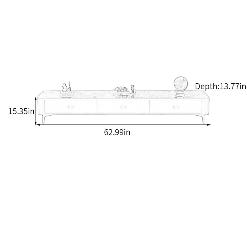 Meuble télé Luxury, Gris, 15.35"H x 62.99"L x 13.77"W