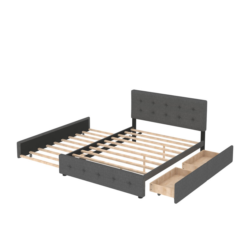 Mirre Upholstered Platform Storage Bed, Dark Gray