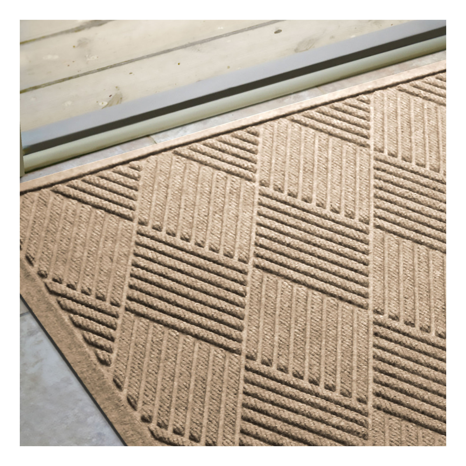 Waterhog Diamonds Indoor Outdoor Doormat, Camel, Half Oval 24" x 39"