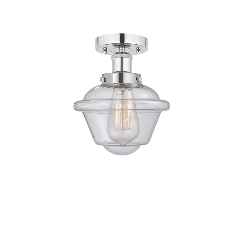 Grourke Glass Semi Flush Mount, Seedy, Polished Chrome