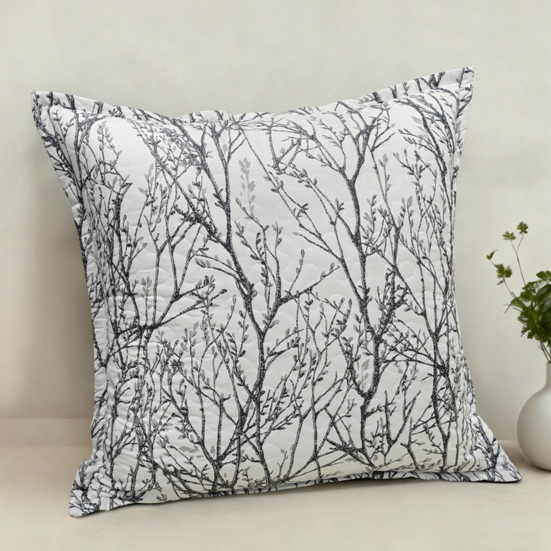 Housse de coussin matelassée pour arbre, Gris / Blanc