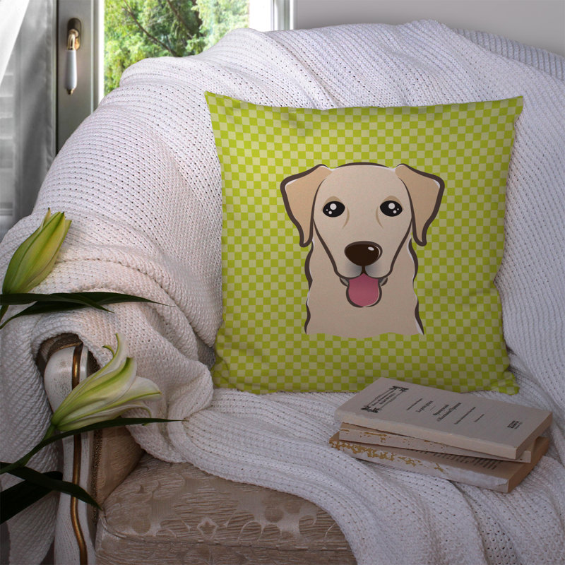  Coussin en damier 14 "Golden Retriever, Vert, 14 po x 14 po