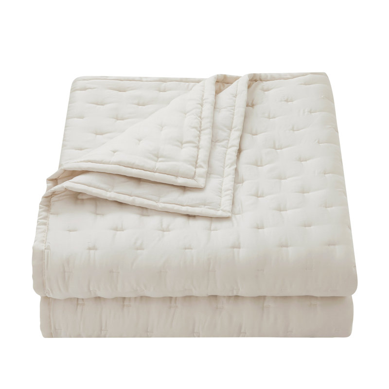Ensemble de courtepointe 100% coton soyeux et moderne 100% Riggi, Ivoire ivoire
