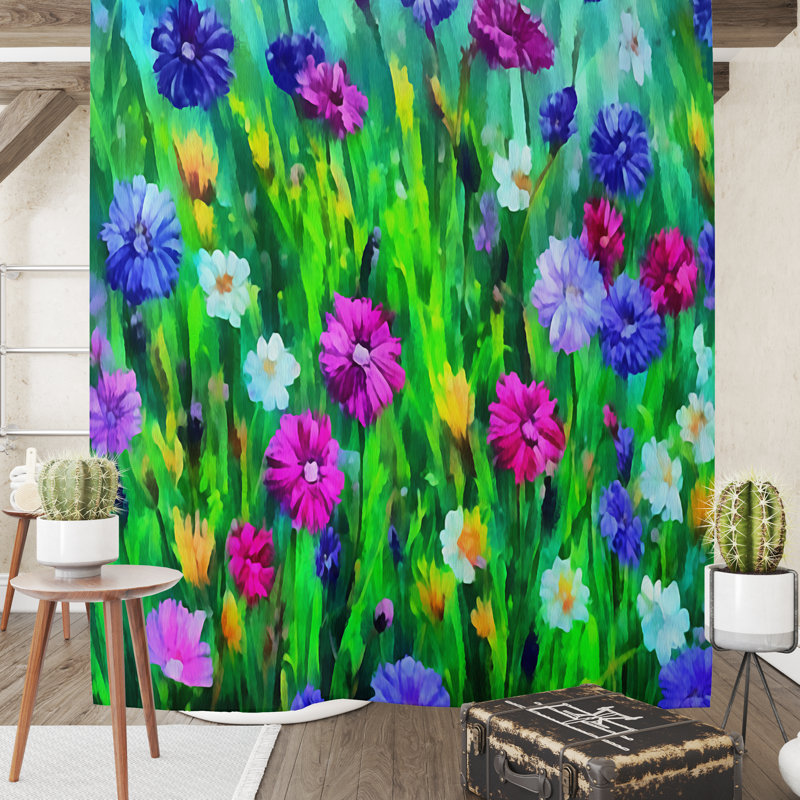 Floral Shower Curtain, 93" H x 70" W