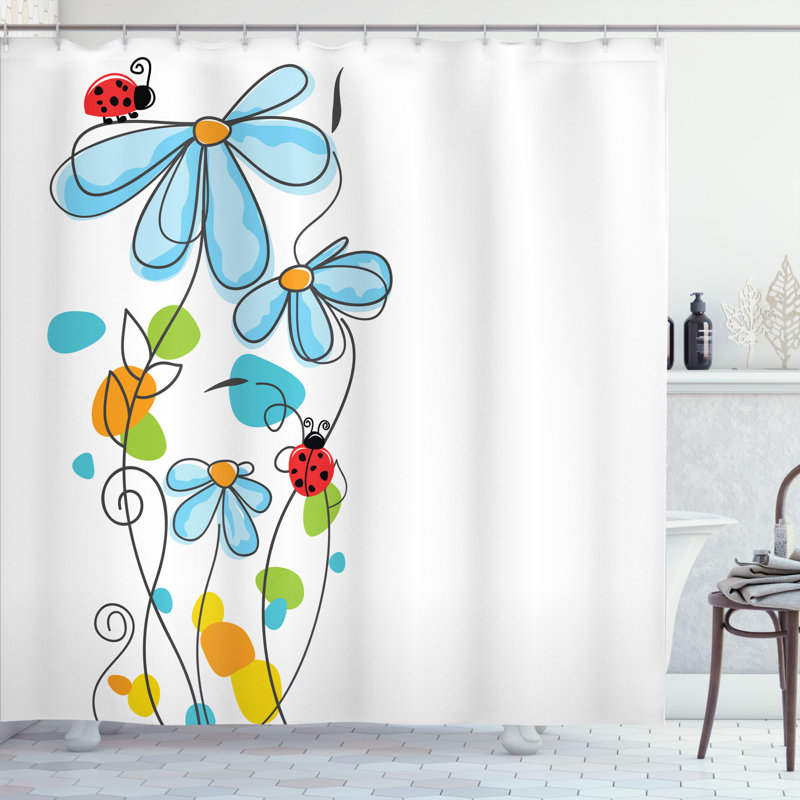 Ensemble de rideau de douche Kids, H 69 po x l 105 po, Bleu ciel / blanc