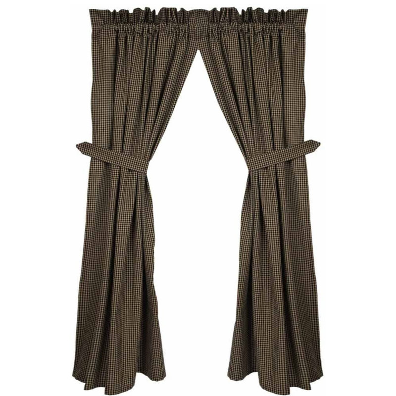 Carnbrock Cotton No Curtain Pair, Black/Oat