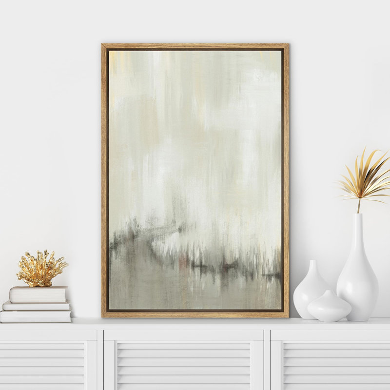 Impression sur toile abstraite gris et blanc, Cadre flottant naturel, H 36 po x l 24 po x P 1,5 po