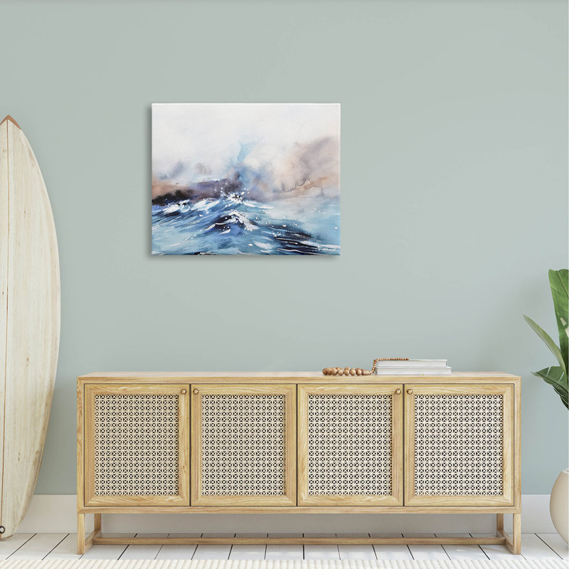 Toile abstraite, "Ocean Crashing Ocean Waves" par Lil 'Rue, H 30 po x l 40 po x P 1,5 po