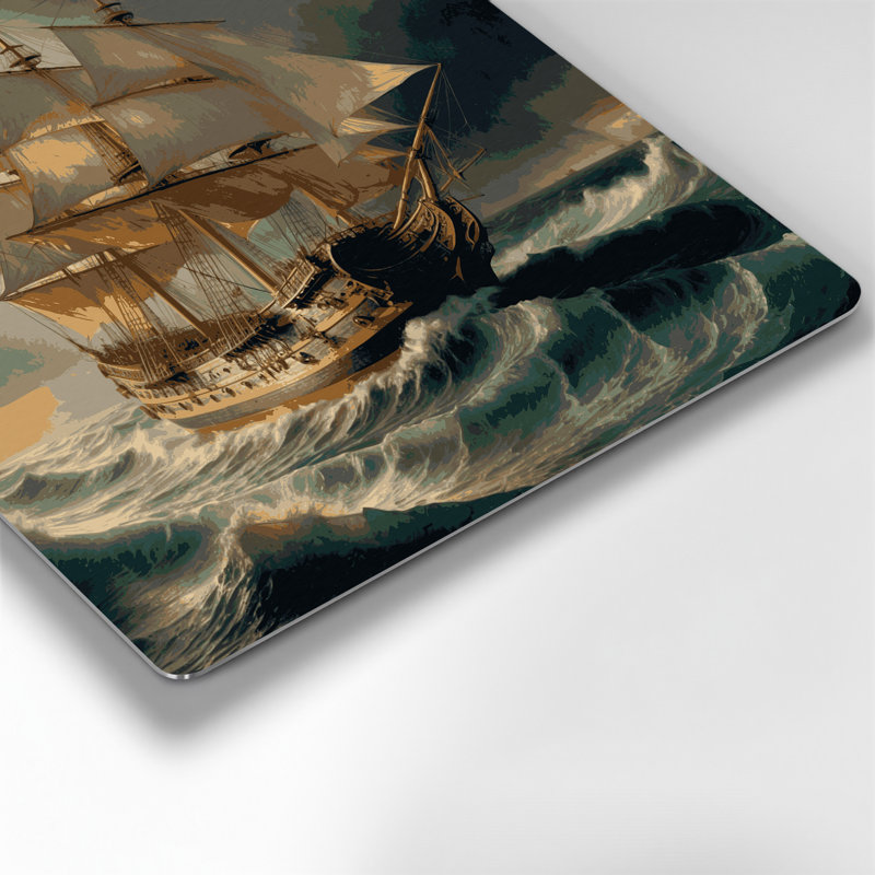 Thanksgiving Mayflower ship artwork Brown Metal Wall Art