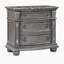 Table de chevet 3 tiroirs Toga, détails sculptés en bois d'acacia gris, 35 pouces-123406421
