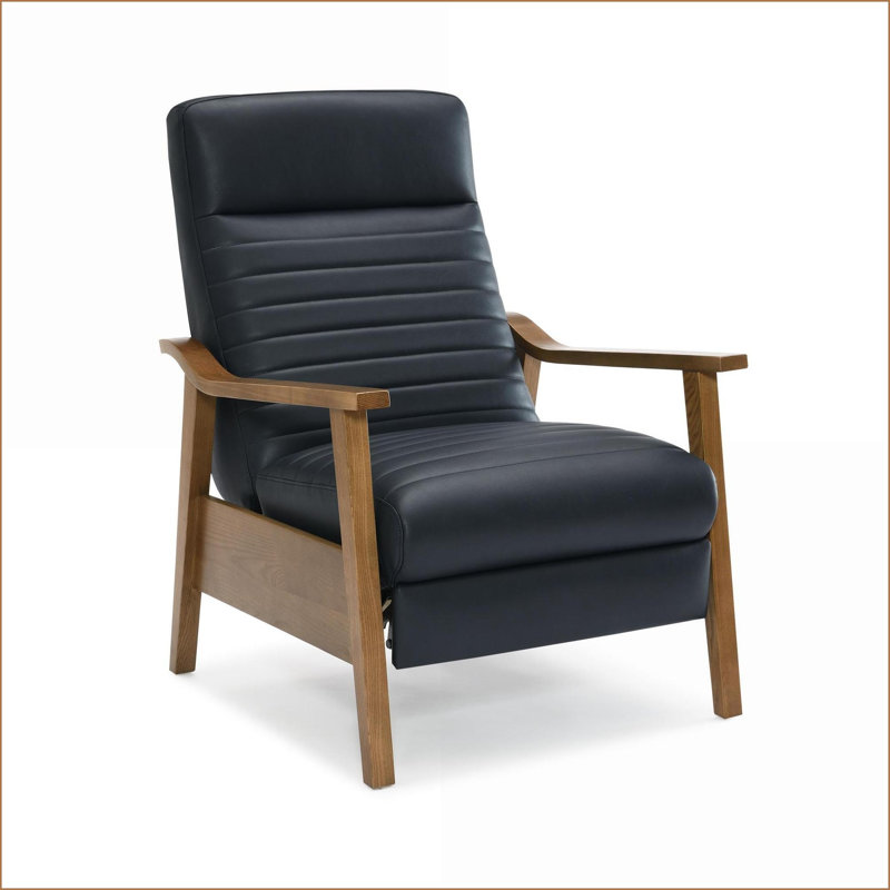 Fauteuils inclinables, fauteuil inclinable moderne avec accoudoirs en bois - Bleu marine | Bleu | Similicuir