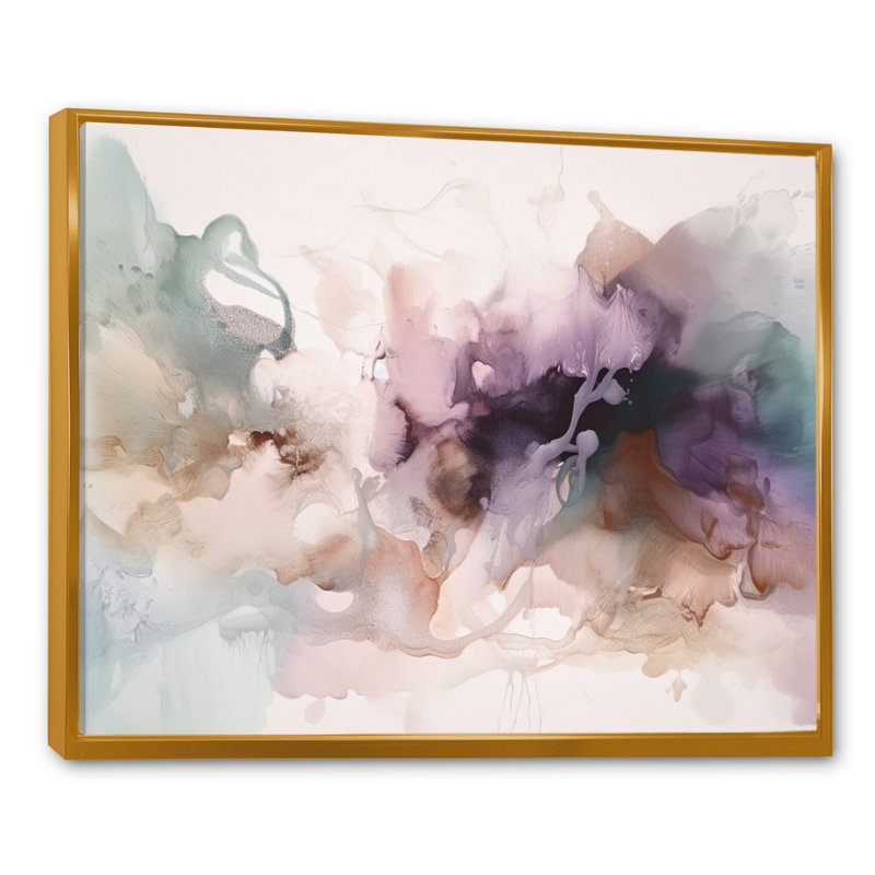 «Brown Abstract Delicate Marble III», reproduction d'art sur toile encadrée, H 16 po x l 32 po x P 1 po, Cadre flottant doré