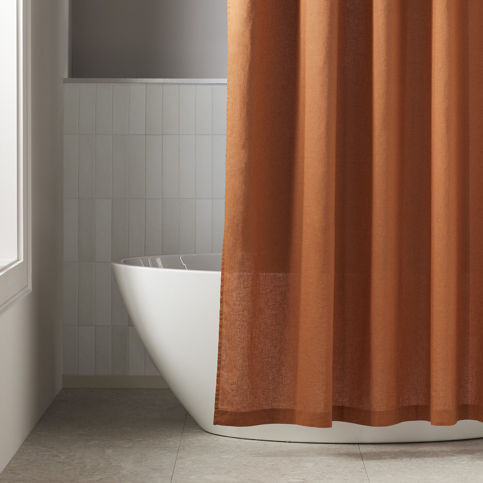 Jeffen Linen Blend Shower Curtain, Rust