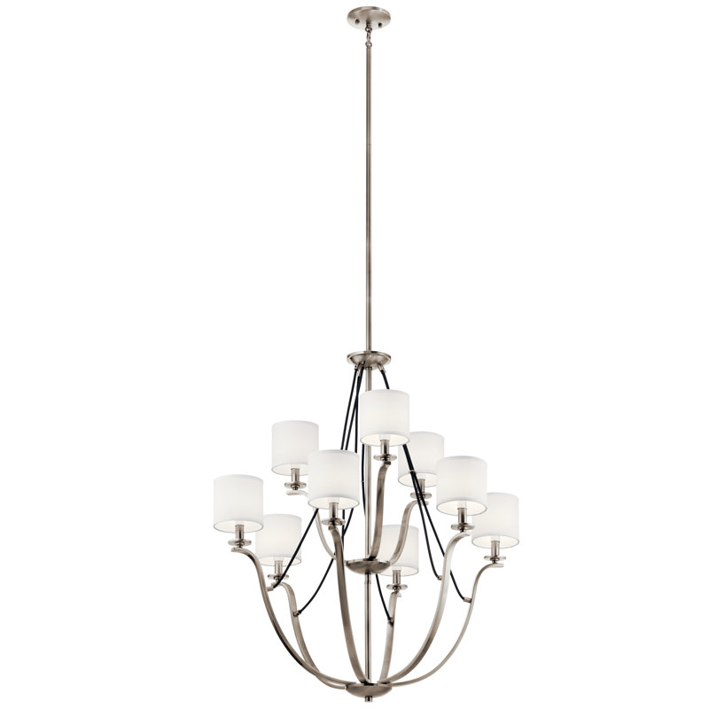 9 - Light Tiered Chandelier, Classic Pewter