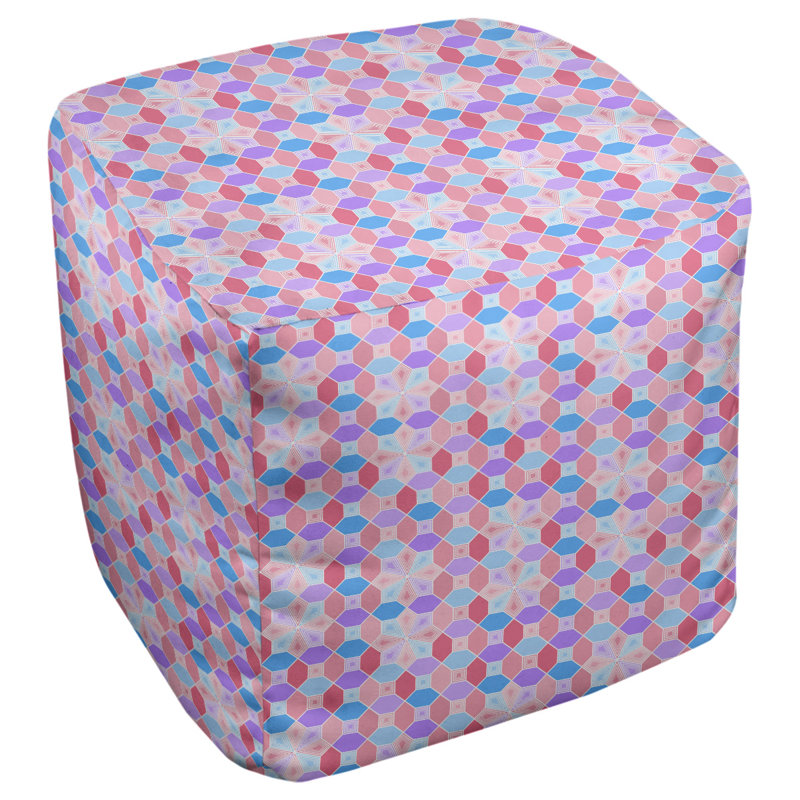 Repose-pieds cubique teint Leffel, H 14,5 po x L 87 po x P 13 po, Rose / bleu