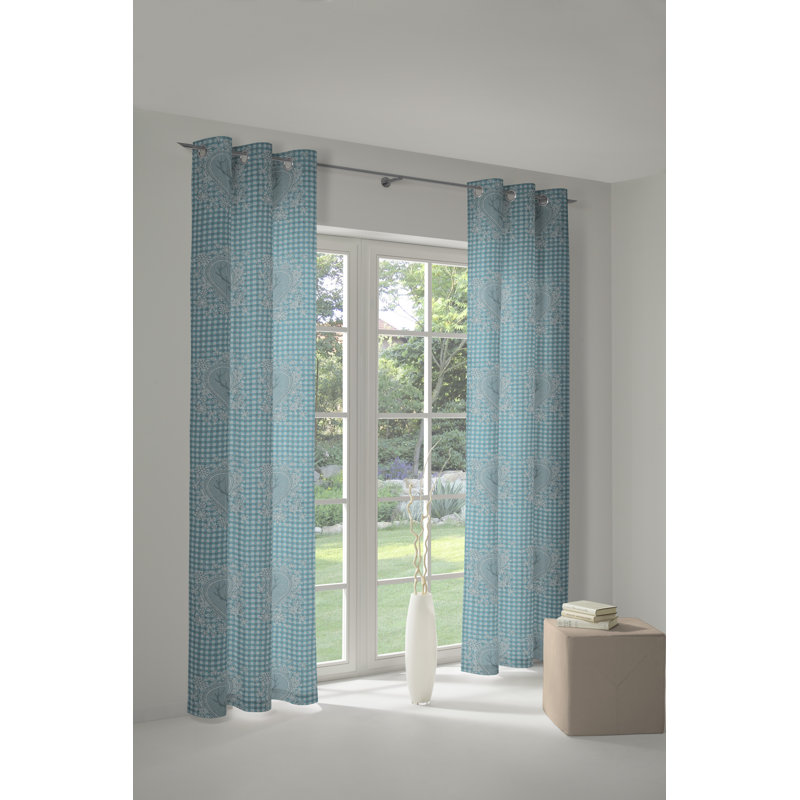 Devos Room Darkening Curtain Panel, 132cm Width x 225cm Drop, Blue/Gray