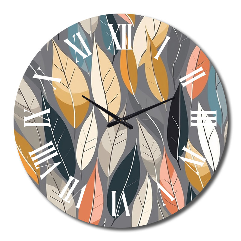 Horloge murale en métal Retro AbstractáLeaves III, Grand