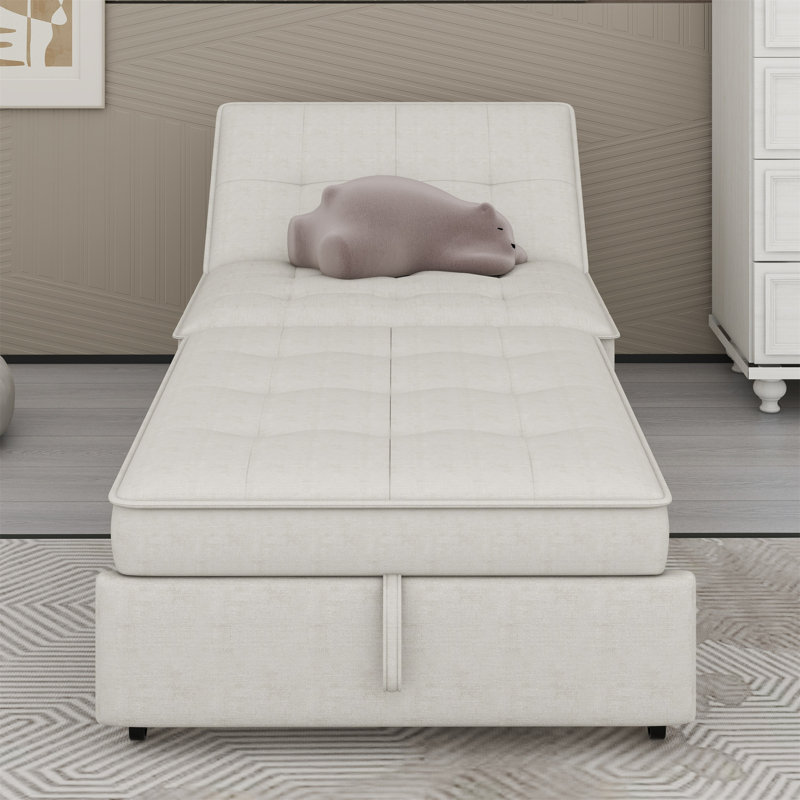 Multi-Function Folding Chair Bed With Storage Pocket And USB Port, White