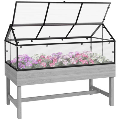 Outsunny Raised Garden Bed with Cold Frame Greenhouse