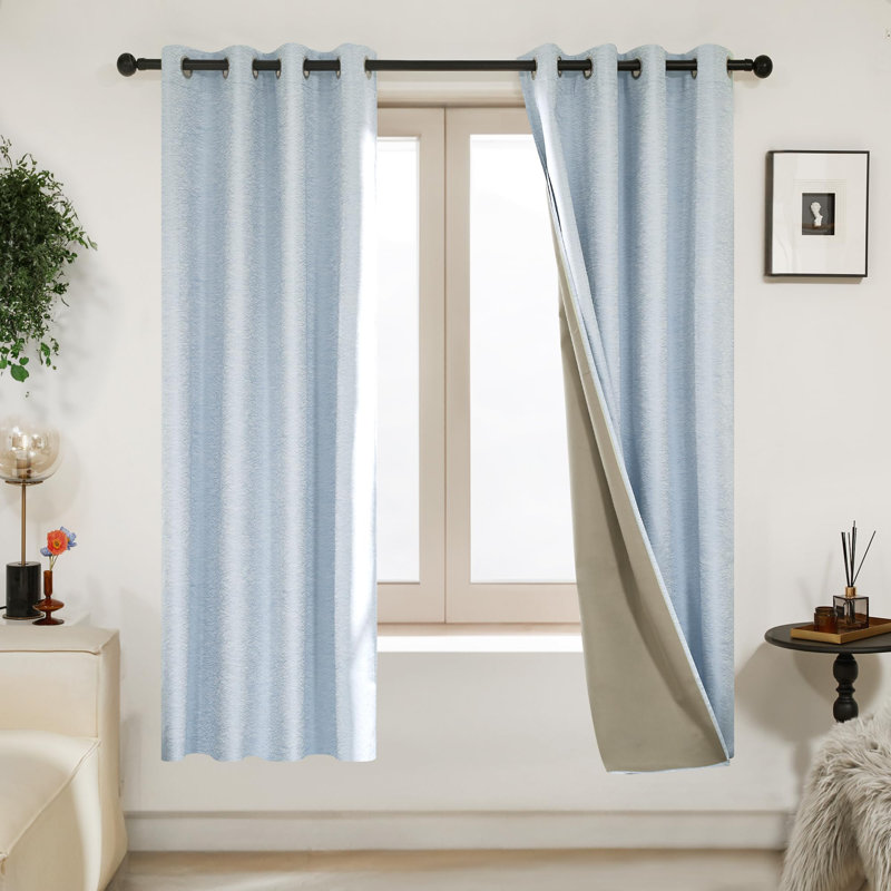 Rideaux 100% occultant en jacquard imitation soie (ensemble de 2), Taro, L 52 po x L 84 po