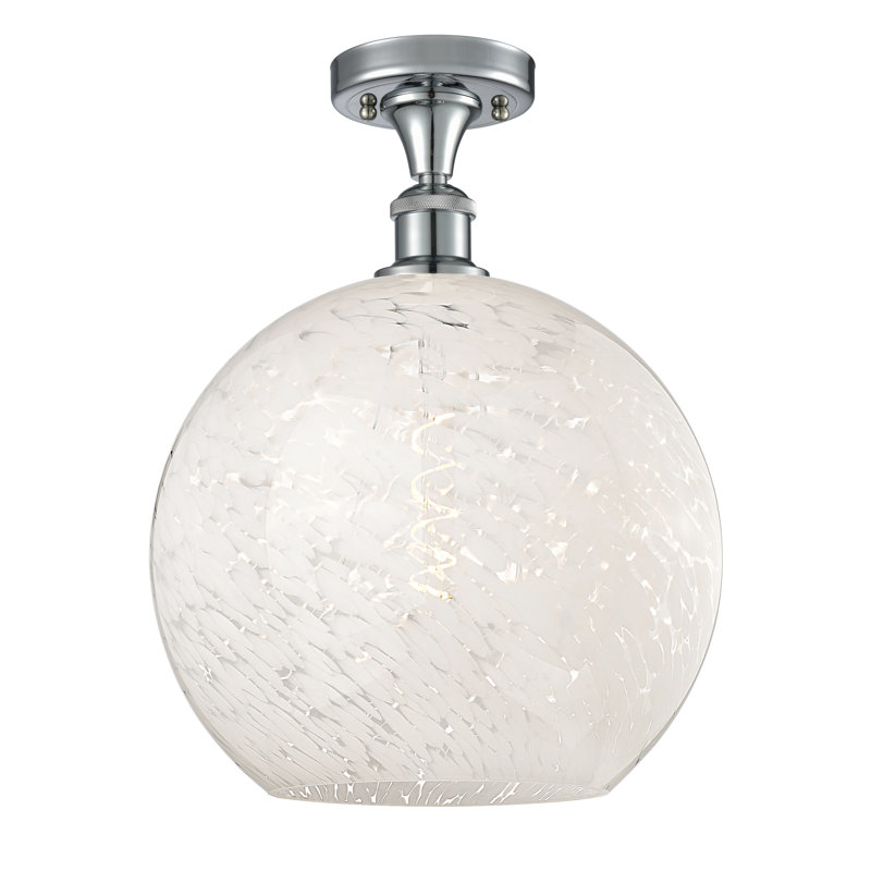 Plafonnier semi-encastré 1 lumière Ballston - Adreann, Chrome poli, H 14,75 po x l 12 po x P 12 po