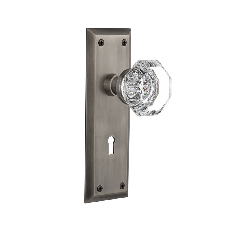 New York Plate with Waldorf Door Knob, Antique Pewter