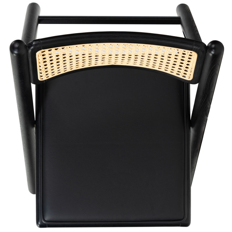 Shaylie Upholstered Seat Folding Dining Chair, Black/Natural