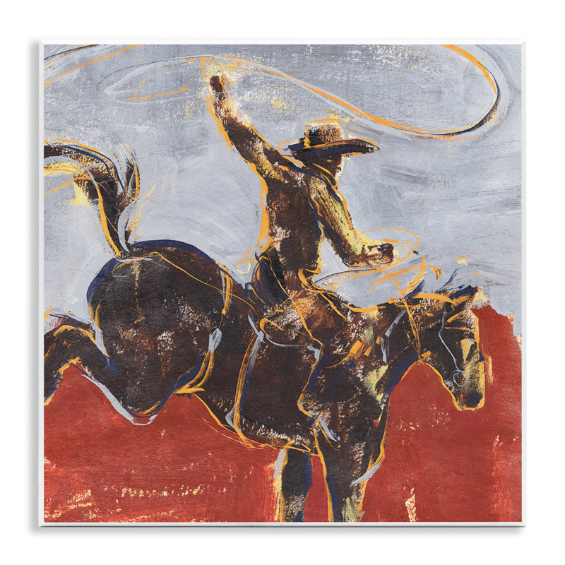 «Rustic Western Cowboy Wild Horse Lasso», art mural par Annie Warren