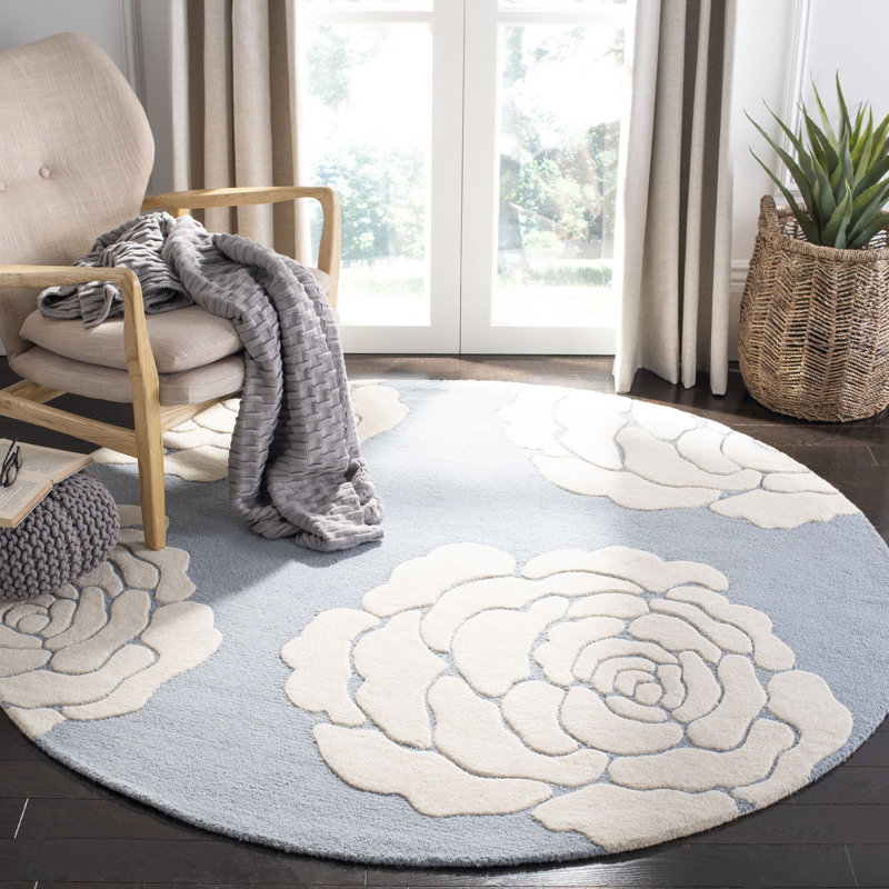 Cannen Hand Tufted Wool Floral Rug, Round 6'