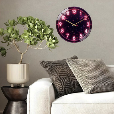 Horloge murale cosmique avec chiffres lumineux - horloge murale moderne en verre 12 po
