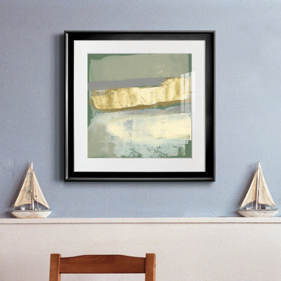 «Sage & Gold Swipe I-Premium», reproduction encadrée prête à accrocher2759255
