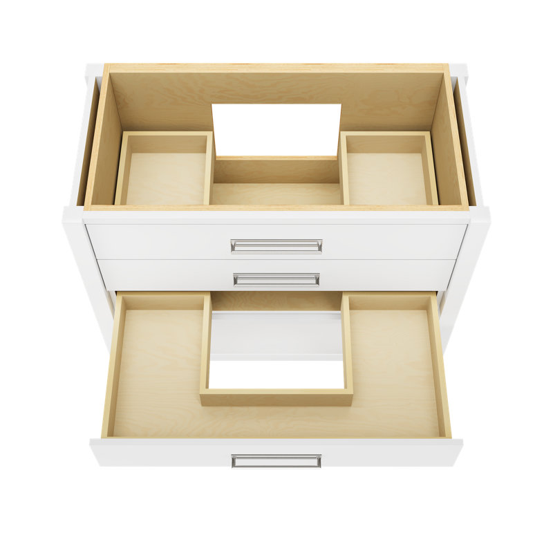 Kiawah Three-Drawer Single Bath Vanity, Pure White, Polished Chrome, 42"