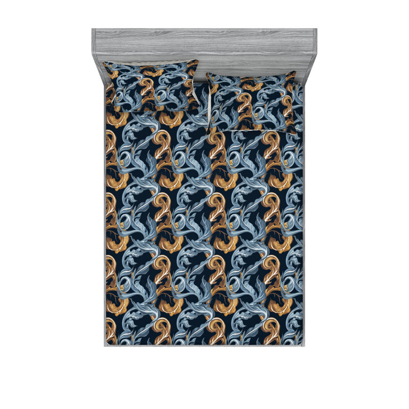 Drap-housse et taie décorative Ambesonne, Ensemble de draps pour lit double avec 2 taies d'o