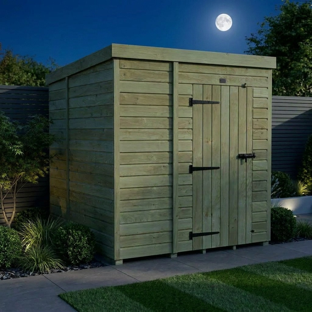 Total Sheds 6ft x 7ft Pent Garden Shed - Single Door - No Windows - Pressure Treated Timber - UK Manufactured