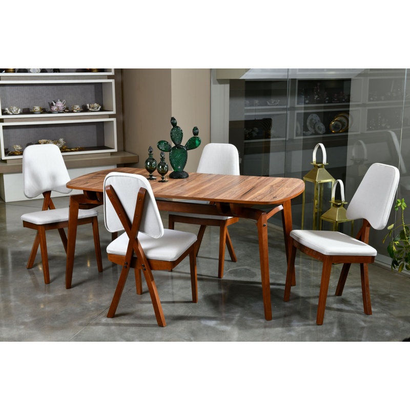 Ensemble repas pour quatre personnes, Naturel / crème