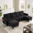 U-shaped Sectional Sofa (Black)-992454955