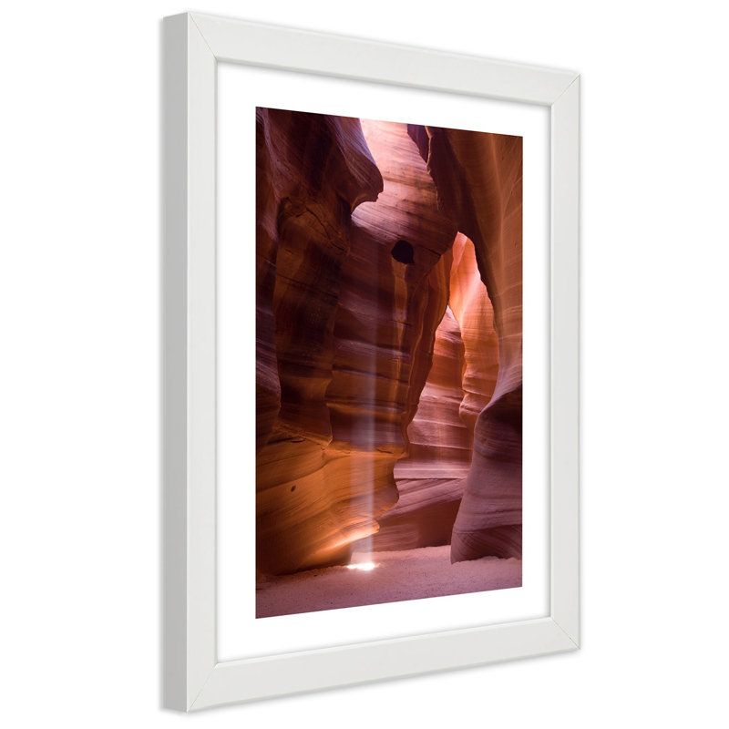 Sunbeams in a Cave 1 Piece Single Picture Frame Wall Art, 100cm H x 70cm W, White