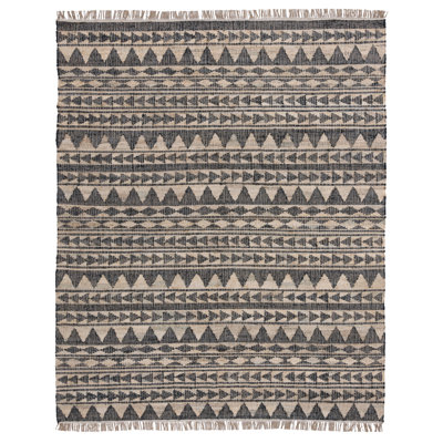 Camille Black Ivory Hand-Woven Geometric Jute Rug