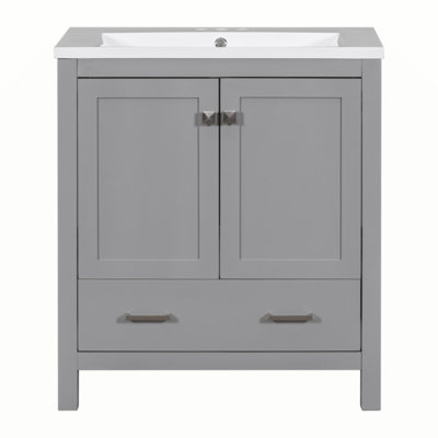 30" Blue Bathroom Vanity With Single Sink, Combo Cabinet Undermount Sink, Bathroom Storage Cabinet With 2 Doors And A Drawer, Soft Closing, Multifunctional Storage, Solid Wood Frame