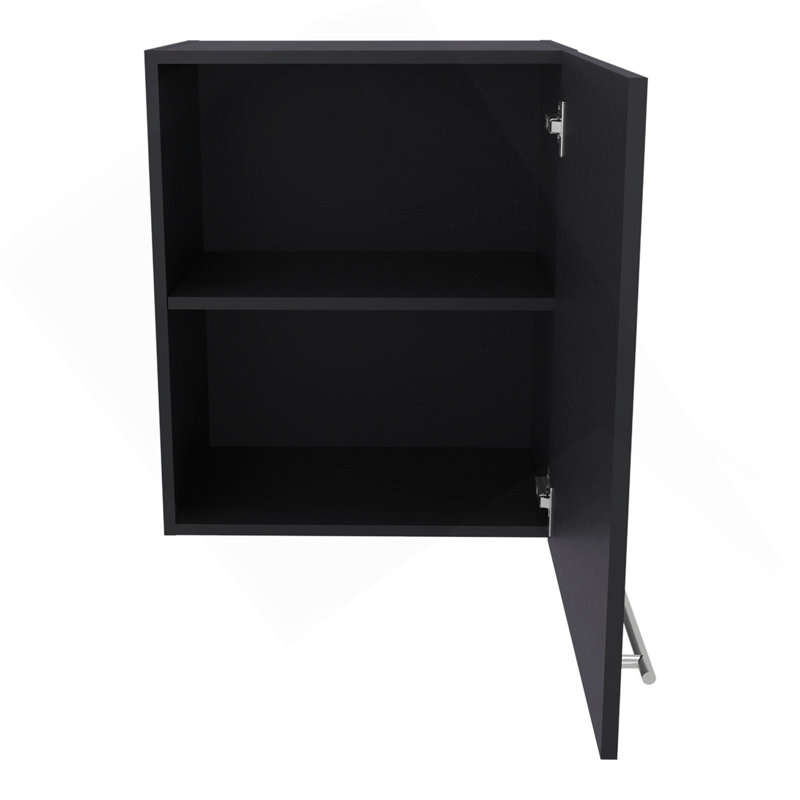 Armoire murale H 23,6 po, avec 1 porte et 2 tablettes, noir, Noir