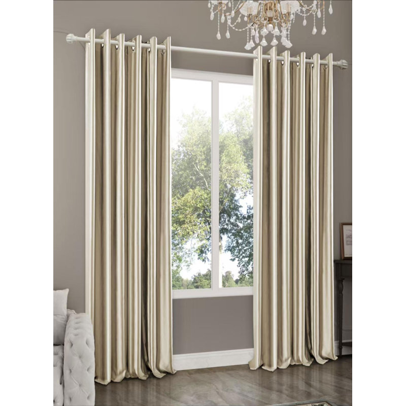 Venice Thermal Blackout Ready Made Curtains Eyelet Thick Ring Top Pair Insulated Blackout Lining, 168cm Width x 183cm Drop