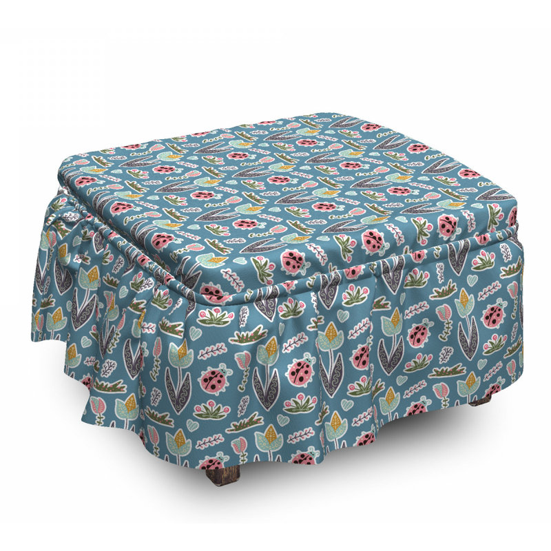 Housse pour repose-pieds doodle forest fleurs