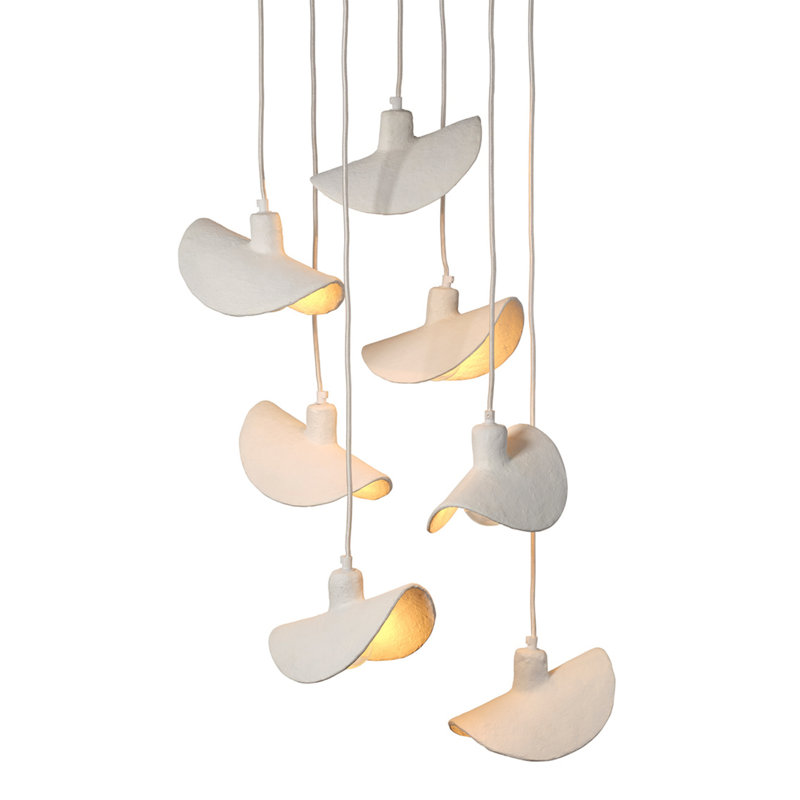 Slope Paper Mache 7-Light Chandelier, Matte White, 7-Light
