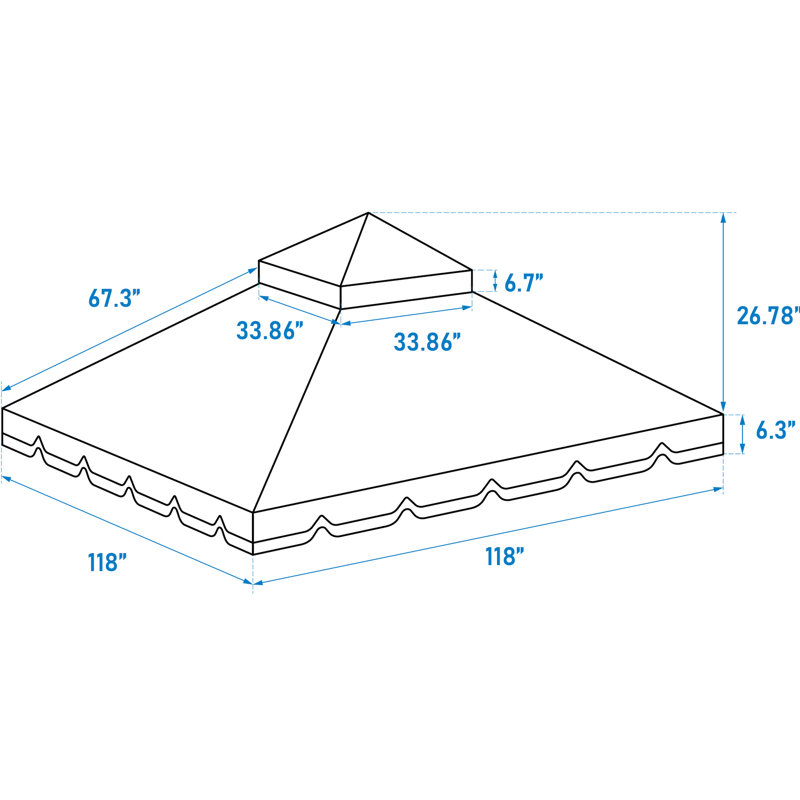 Auvent de remplacement pour pavillon de jardin 10 x 10 pi - à deux niveaux, protégé, imperméable, fermé, imperméable, fermé,