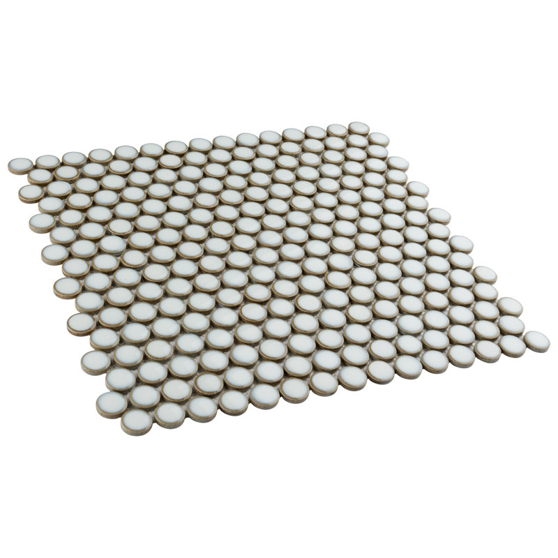 Hudson Penny Round .80" x .80" Porcelain Penny Round Mosaic Wall & Floor Tile, Snowcap White