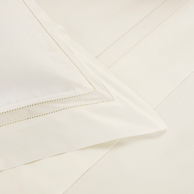 Doppio Ajour Sateen Duvet Cover, Queen Duvet Cover, Milk