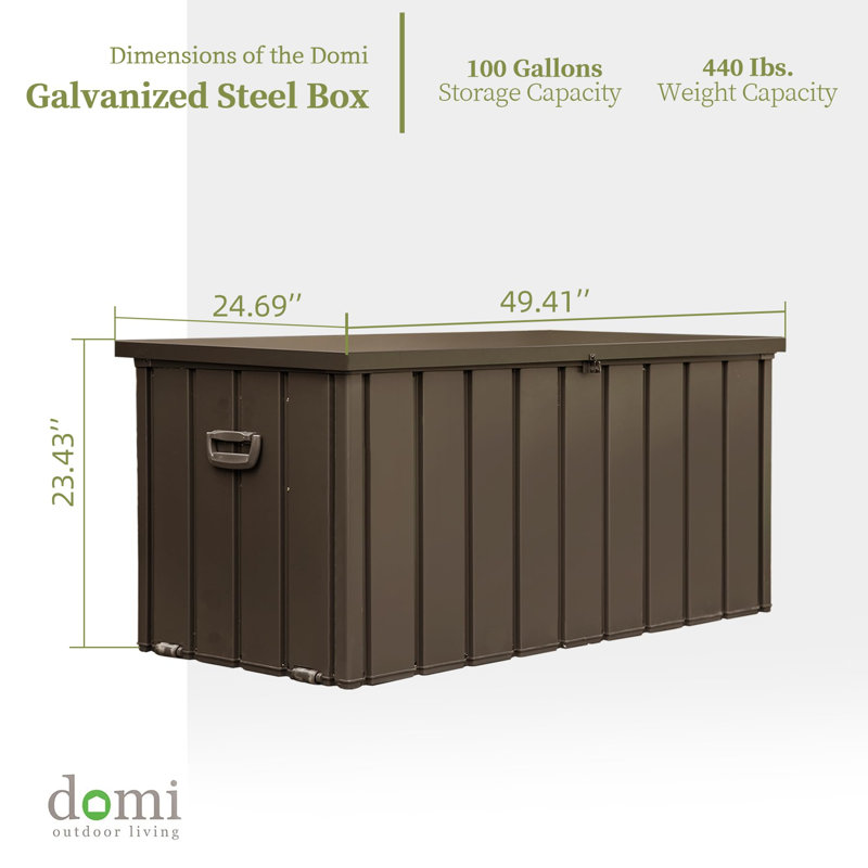 Domi Louvered 49.41'' W 100 Gallons Water Resistant Lockable Deck Box with Wheels in Brown